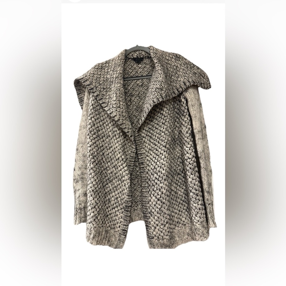 Theory Gray Mohair Wool Blend Oversized Open Front Chunky Knit Sweater Petite